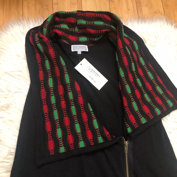 Lanvie Boho Lace Shawl Neck Zip Up Sleeveless Red Green Black Knit Vest Poncho S - Picture 3 of 11